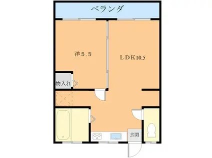 ヤママス大和荘(1LDK/2階)の間取り写真