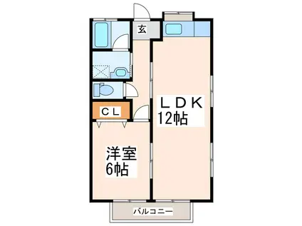 コーポ谷口(1LDK/2階)の間取り写真