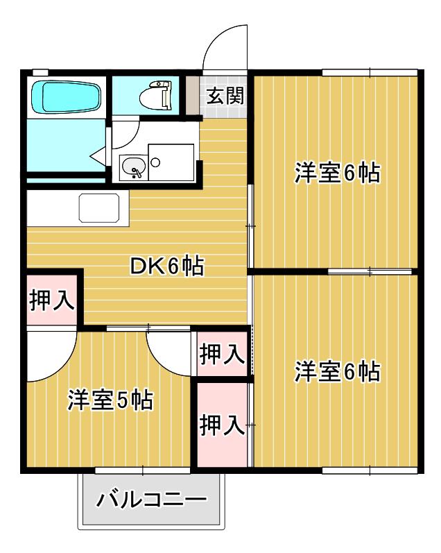 グリーンヒル毛利台(3DK/2階)の間取り写真