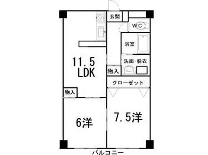 レジデンツアハト(2LDK/8階)の間取り写真