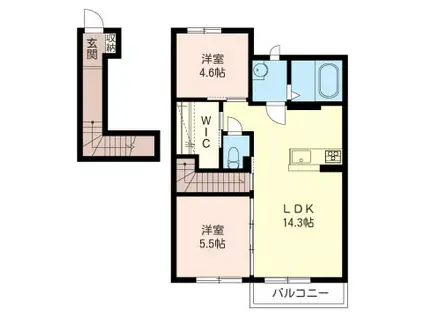 グリュックB(2LDK/2階)の間取り写真