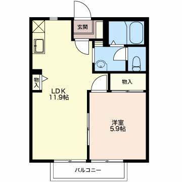 モダンタイムス(1LDK/2階)の間取り写真