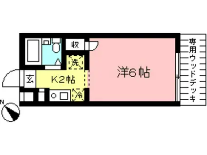 小田急線 狛江駅 徒歩5分 2階建 築29年(1K/1階)の間取り写真