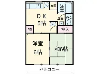 タカネハイム(2DK/2階)の間取り写真