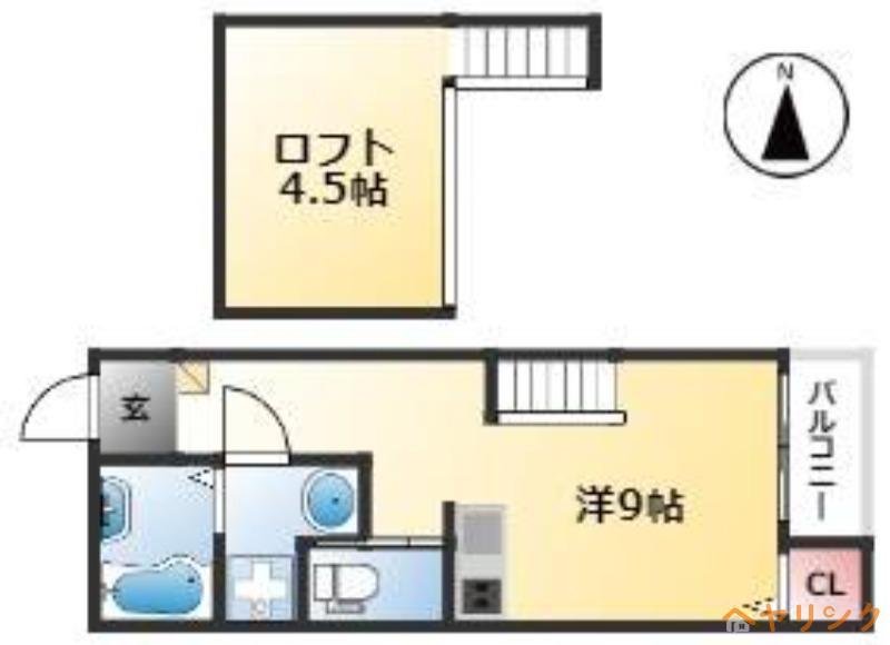 フレクール浄心(ワンルーム/2階)の間取り写真