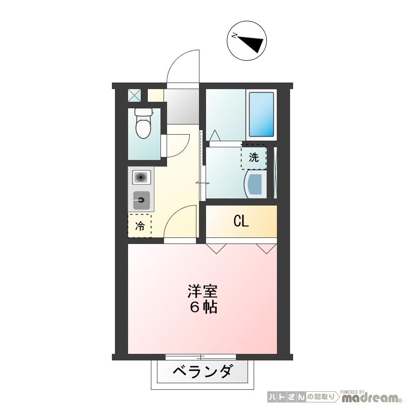 グリーンフォレスト(1K/1階)の間取り写真