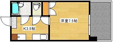ソレイユ白島(1K/7階)の間取り写真