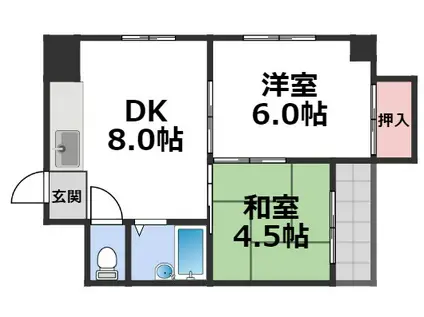 アインス今里(2DK/4階)の間取り写真