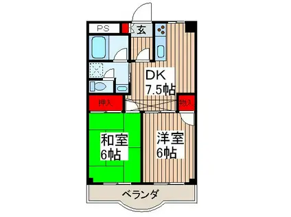 ラポールマンション(2DK/3階)の間取り写真