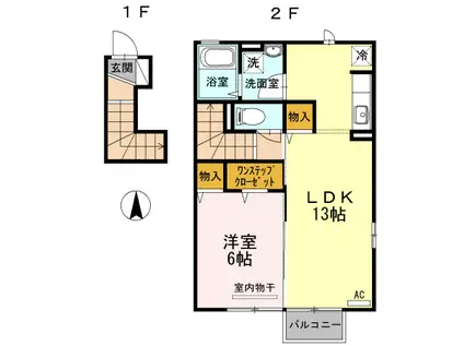 レジデンスOKURA B(1LDK/2階)の間取り写真