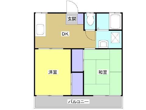 サンハイツ駅南(2DK/2階)の間取り写真