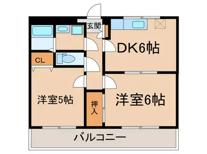 エメラルドマンション(2DK/1階)の間取り写真