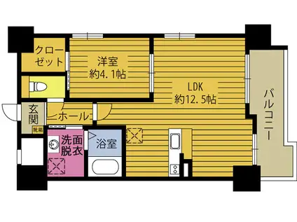 ＪＲ日豊本線 大分駅 徒歩15分 10階建 築2年(1LDK/6階)の間取り写真