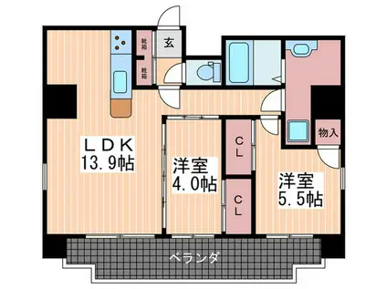 KATAYAMABLDG22(2LDK/8階)の間取り写真