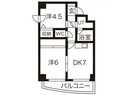 KYコート山鼻(2DK/6階)の間取り写真