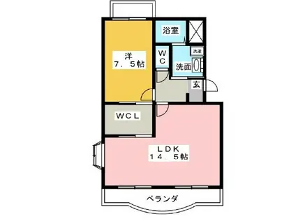 マンション山崎(1LDK/3階)の間取り写真