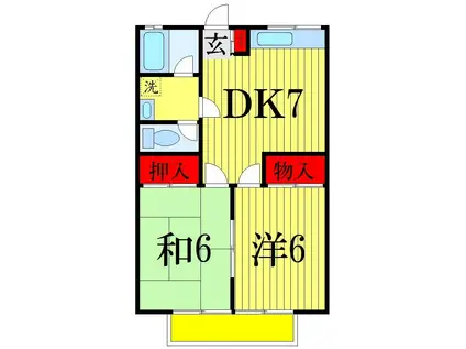 ラベンダーハイム(2DK/2階)の間取り写真