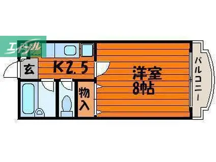 リーセント大和町(1K/3階)の間取り写真