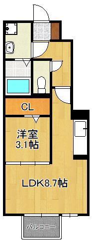 グランツ葛原(1LDK/1階)の間取り写真