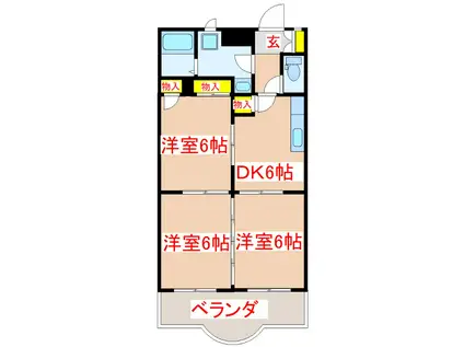 サンハイツ天保山 H棟(3DK/7階)の間取り写真