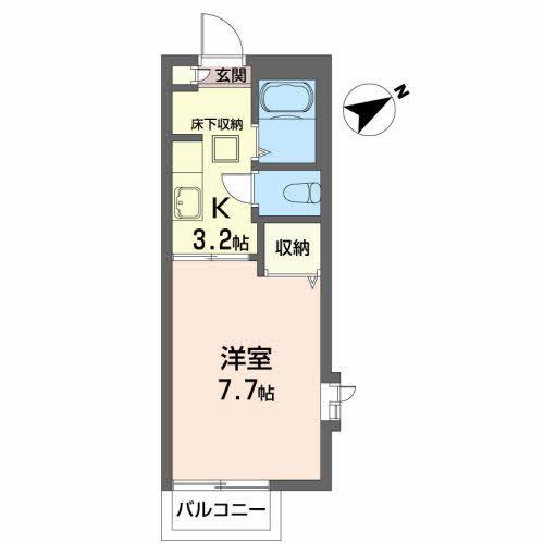 グランディ山の寺(1K/1階)の間取り写真