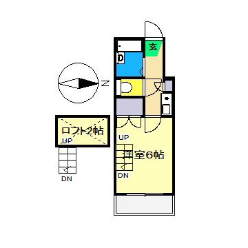 F・グレース高須新町(1K/2階)の間取り写真