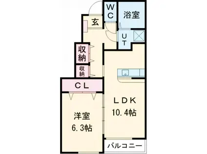 LA VITA BRILLANTE(1LDK/1階)の間取り写真