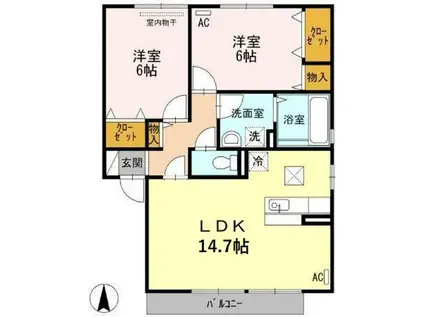 LIONESS II(2LDK/1階)の間取り写真