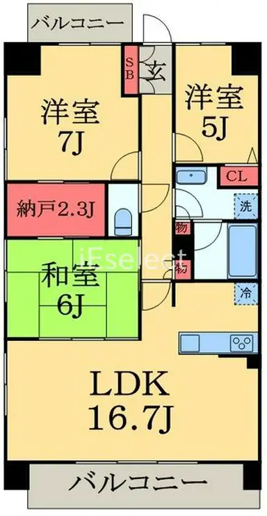 エコロジー千葉みなとレジデンスA棟 7階階 間取り