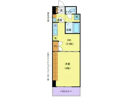 ベルシティ榴ヶ岡(1DK/11階)の間取り写真