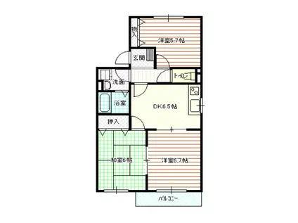 ソレイユ永良(3DK/2階)の間取り写真