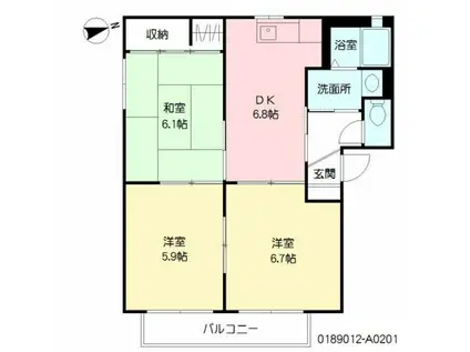 VIDAVALUGE  A棟(3DK/2階)の間取り写真