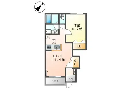 グランノワール(1LDK/1階)の間取り写真
