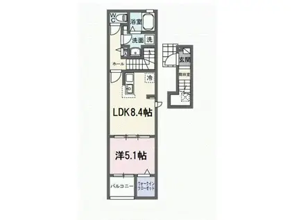 ヒカルサ豊橋東田町I(1LDK/2階)の間取り写真