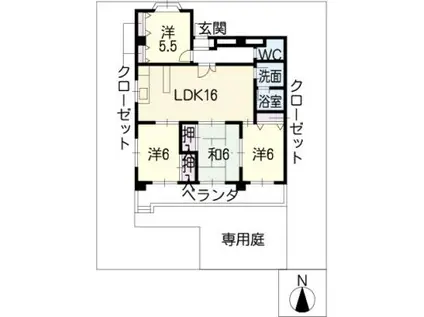 春日井パークビルIII(4LDK/1階)の間取り写真