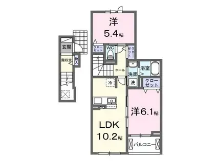 プルプレア(1LDK/2階)の間取り写真