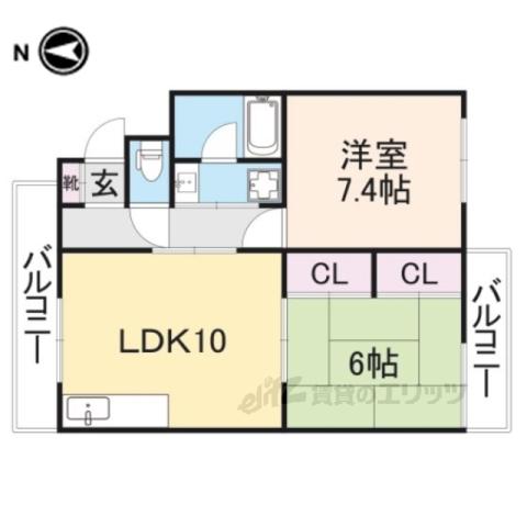 ハイツ武蔵・B(2LDK/2階)の間取り写真