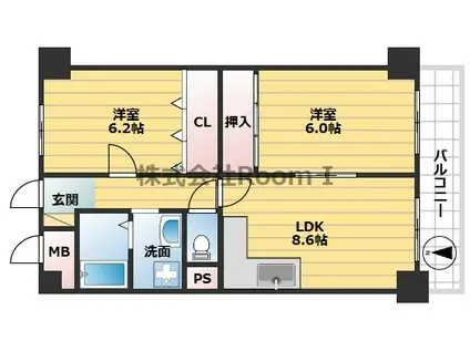 クレアトール岸本(2LDK/5階)の間取り写真