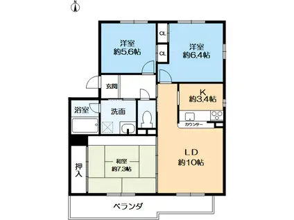アルデール西宮(3LDK/1階)の間取り写真