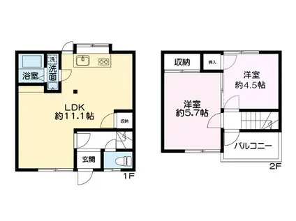 メゾン阿須那(2LDK/1階)の間取り写真