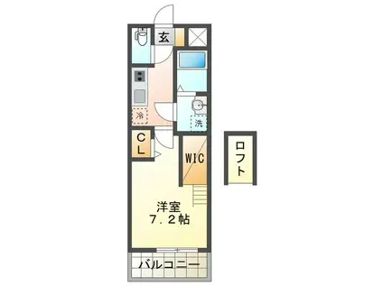 ルネス上浜(1K/5階)の間取り写真