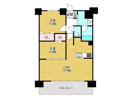 セイワパレス美章園駅前(2LDK/10階)の間取り写真