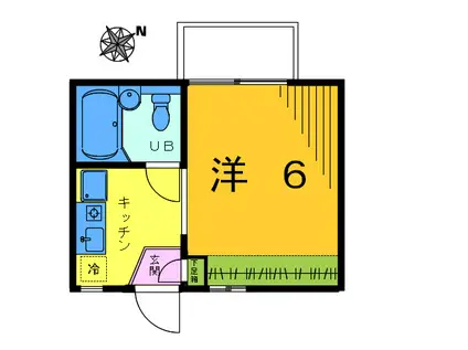 ドゥオランジュ(1K/2階)の間取り写真