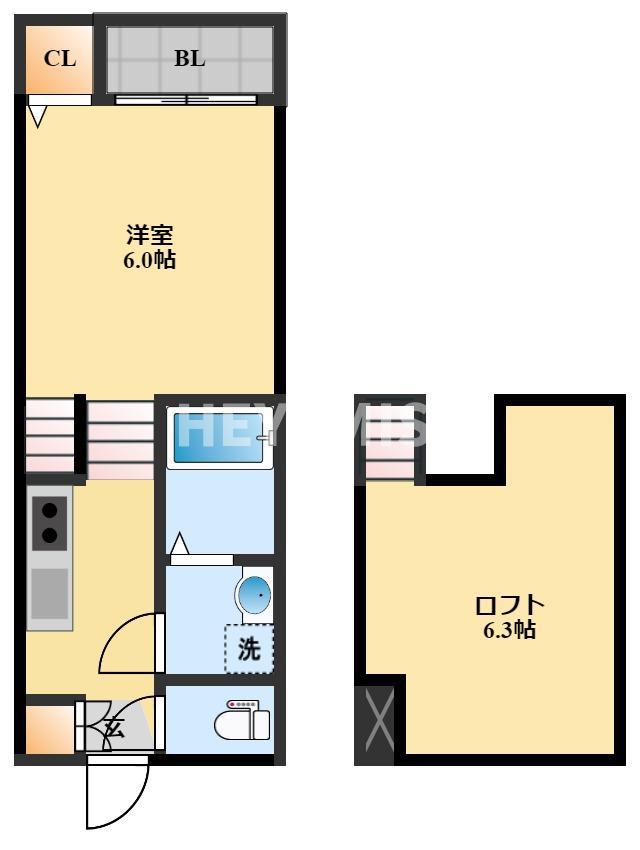 MODERN PALAZZO多良見IC(1SK/1階)の間取り写真