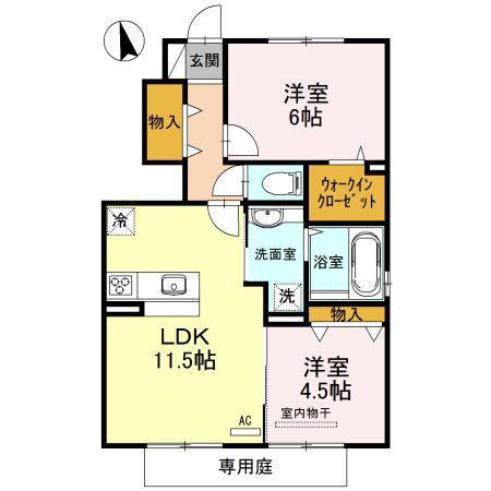 D-ROOM木ノ本(2LDK/1階)の間取り写真