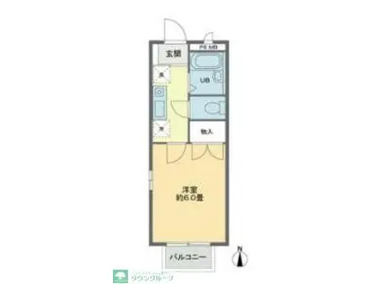 櫻ハウス大八木(ワンルーム/1階)の間取り写真