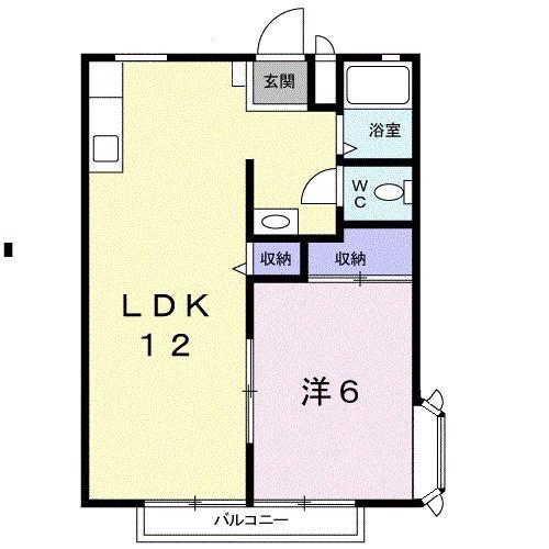 サンシャイン山野辺A(1LDK/2階)の間取り写真