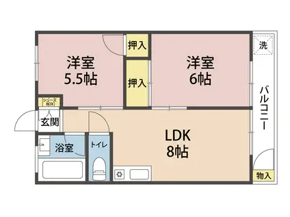 ユナイテッド南都留(2LDK/1階)の間取り写真