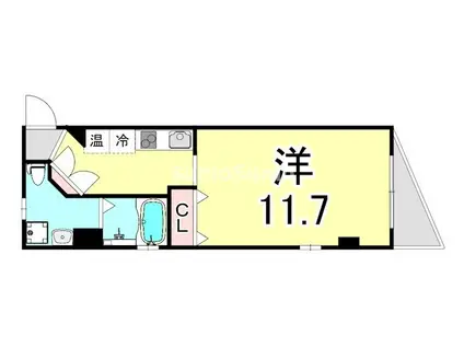 ディアコート苦楽園(1K/2階)の間取り写真