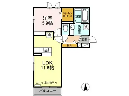 チャス レジデンスII(1LDK/3階)の間取り写真